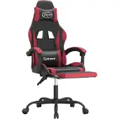 vidaXL Gaming-Stuhl mit Fußstütze Schwarz und Weinrot Kunstleder
