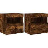 vidaXL TV-Wandschränke mit LED-Leuchten 2 Stk. Räuchereiche 40x30x40cm