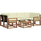 vidaXL Outdoor-Sofagarnitur mit Kissen 7 pcs Natur und Creme