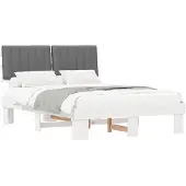 vidaXL Bettgestell mit gepolstertem Kopfteil Hellgrau 135 x 190 cm