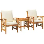 vidaXL Gartensofa-set 3 stk. Öl-Natur Massivholz Akazie