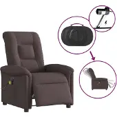 vidaXL Massagesessel Elektrisch Dunkelbraun Stoff