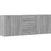 vidaXL Sideboards 3 Stk. Grau Sonoma Holzwerkstoff