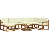 vidaXL Outdoor-Sofagarnitur 9 stk. Natur und Creme