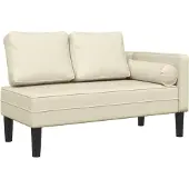 vidaXL Chaiselongue mit Kissen Creme Kunstleder
