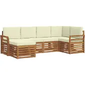 vidaXL Ecksofa Set mit Kissen 6 pcs Natur und Creme Massivholz Akazie