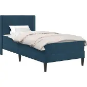 vidaXL Bettgestell mit Matratze mit Kopfteil Blau 90 x 200 cm Samt