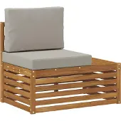 vidaXL Outdoor-Sofagarnitur Natürlich und Hellgrau 273 x 213,5 x 73 cm