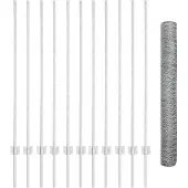 vidaXL Sechseckzaun mit Pfosten 25 x 1,2 m Verzinkter Stahl Silber