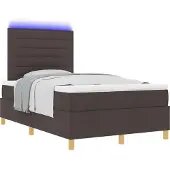 vidaXL LED Boxspringbett mit Kopfteil Dunkelbraun 120 x 190 cm Stoff