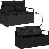 vidaXL Gartensofa-set 8 stk. Schwarz Poly Rattan