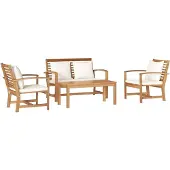 vidaXL Gartensofa-set 4 stk. Natur Massives Teakholz