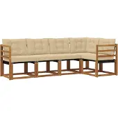 vidaXL Outdoor-Sofagarnitur 5 Stk. Natur und Beige