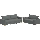 vidaXL 2-tlg. Sofagarnitur mit Kissen Dunkelgrau Stoff