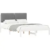 vidaXL Bettgestell mit gepolstertem Kopfteil Hellgrau 160 x 200 cm