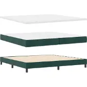 vidaXL LED Boxspringbett mit Kopfteil Dunkelgrün 200 x 200 cm Samt