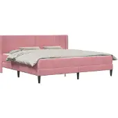 vidaXL Bettgestell mit Matratze mit Kopfteil Rosa 180 x 200 cm Samt