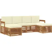vidaXL Outdoor-Sofagarnitur 6 stk. Natur und Creme