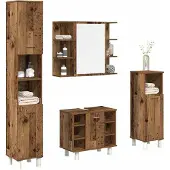 vidaXL 4-tlg. Badmöbel-Set Altholz-Optik Holzwerkstoff