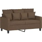 vidaXL 3-tlg. Sofagarnitur mit Kissen Braun Stoff
