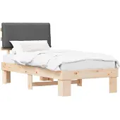 vidaXL Bettgestell mit gepolstertem Kopfteil Dunkelgrau 90 x 200 cm