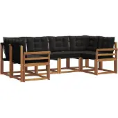 vidaXL Outdoor-Sofagarnitur mit Kissen 6 pcs Natürlich und Schwarz
