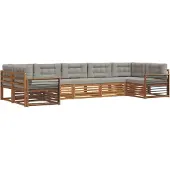 vidaXL Outdoor-Sofagarnitur mit Kissen 7 pcs Natürlich und Hellgrau