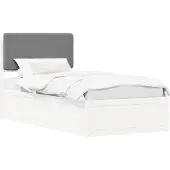 vidaXL Bettgestell mit gepolstertem Kopfteil Hellgrau 100 x 200 cm