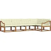 vidaXL Outdoor-Sofagarnitur mit Kissen 5 pcs Natur und Creme