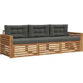 vidaXL Outdoor-Sofagarnitur 3 Stk. Natur und Anthrazit