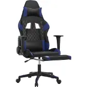 vidaXL Gaming-Stuhl mit Fußstütze Schwarz und Blau Kunstleder