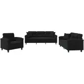 vidaXL 3-tlg. Sofagarnitur mit Kissen Schwarz Mikrofasergewebe