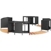 vidaXL Whirlpool-Umrandung Schwarz Poly-Rattan und Massivholz Akazie