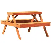 vidaXL Picknicktisch Wachsbraun 105x134x75 cm Massivholz Kiefer