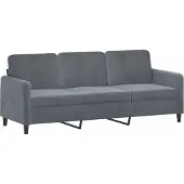 vidaXL 3-tlg. Sofagarnitur Dunkelgrau Samt