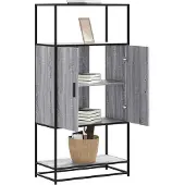 vidaXL Highboard Grau Sonoma 68x35x139 cm Holzwerkstoff und Metall