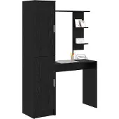 vidaXL Schreibtisch mit Regal mit Speicher 2 Stk. Schwarz Eichen-Optik
