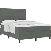vidaXL Boxspringbett mit Matratze Dunkelgrau 140 x 190 cm Stoff