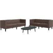 vidaXL 2-tlg. Chesterfield-Sofa-Set Braun Kunstleder