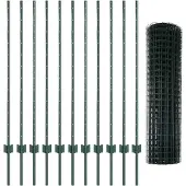 vidaXL Euro-Zaun mit Pfosten 25 x 1,2 m PVC-beschichteter Stahl Grün