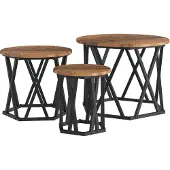 vidaXL Nesting Beistelltisch 3 stk. Altholz 53 x 53 x 40 cm