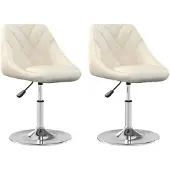 vidaXL Esszimmerstühle 2 Stk. Drehbar Creme Samt