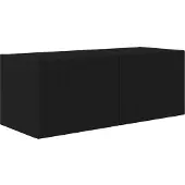 vidaXL TV-Wandregal-Set Wandmontiert 4 pcs Schwarz Holzwerkstoff