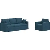 vidaXL Sofa Set 2 Stk. Blau Samt