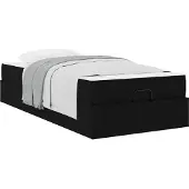 vidaXL Bettgestell mit Matratze 2 pcs Schwarz Stoff