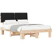 vidaXL Bettgestell mit gepolstertem Kopfteil Schwarz 140 x 190 cm