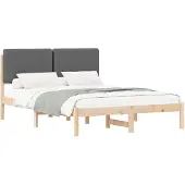 vidaXL Bettgestell mit gepolstertem Kopfteil Dunkelgrau 140 x 190 cm