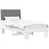 vidaXL Bettgestell mit gepolstertem Kopfteil Hellgrau 75 x 190 cm