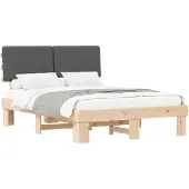 vidaXL Bettgestell mit gepolstertem Kopfteil Dunkelgrau 150 x 200 cm