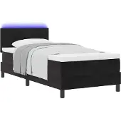vidaXL LED Boxspringbett mit Kopfteil Schwarz 100 x 200 cm Samt